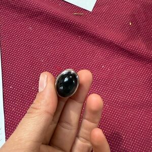 Black Oval Stone Silver Ring